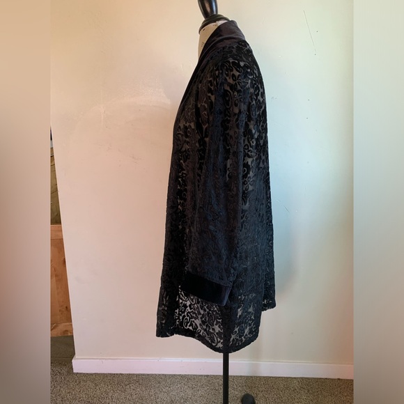 vtg Victoria's Secret Velour Sheer Black Floral Robe Gold Label Women's one size - Picture 5 of 12